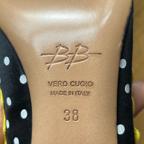 NEW BB Black White Polka Dot Embellished Peep Toe Kitten Heel Pumps ITALIAN MADE - Picture 14 of 14